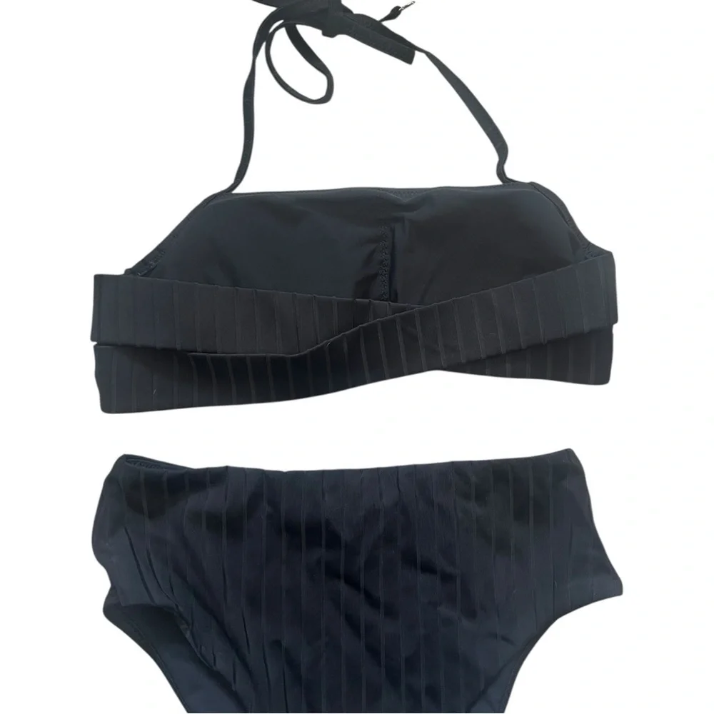 lululemon athletica High Waist Cross-Back Black Bikini Set 4 EUC